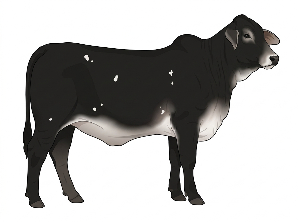 Black with a few white spots Brahman Cross Heifer