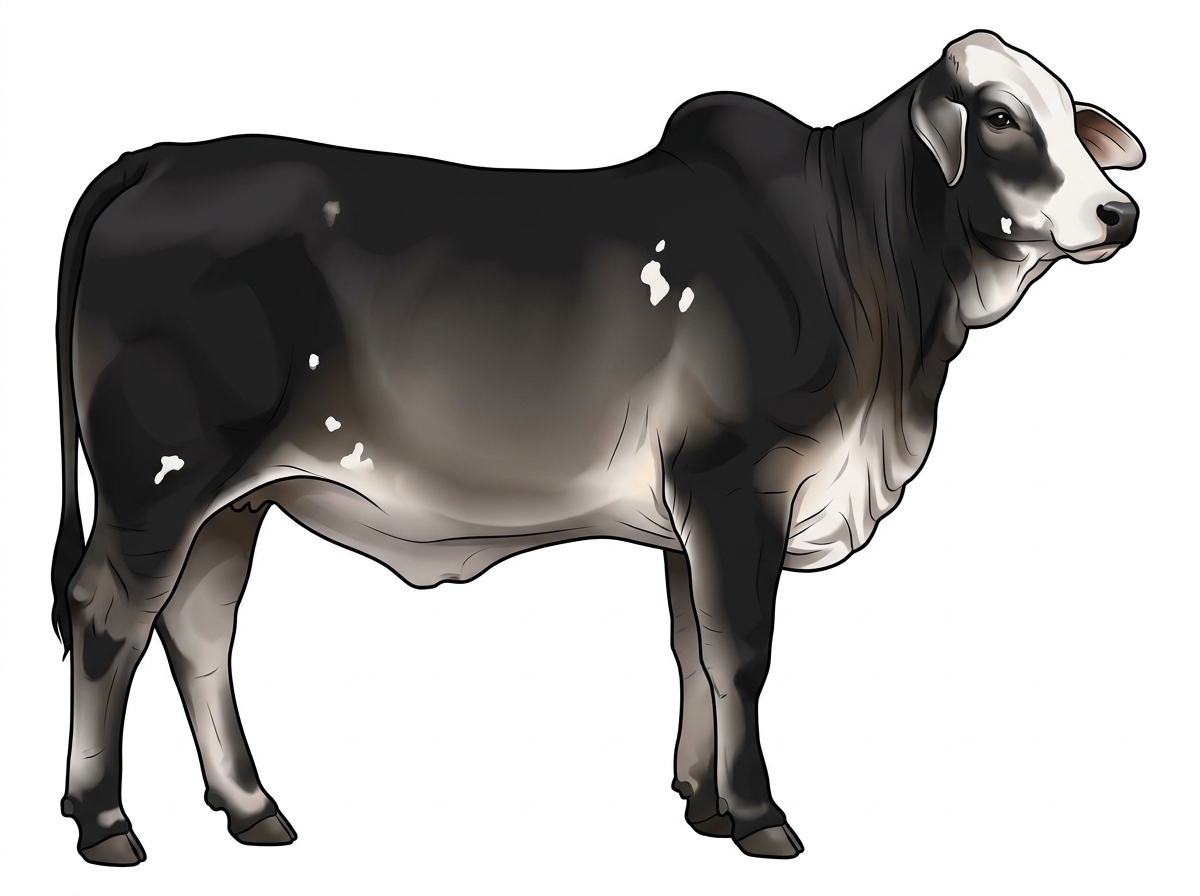 Black with a white face and a few white spots Brahman Cross Heifer