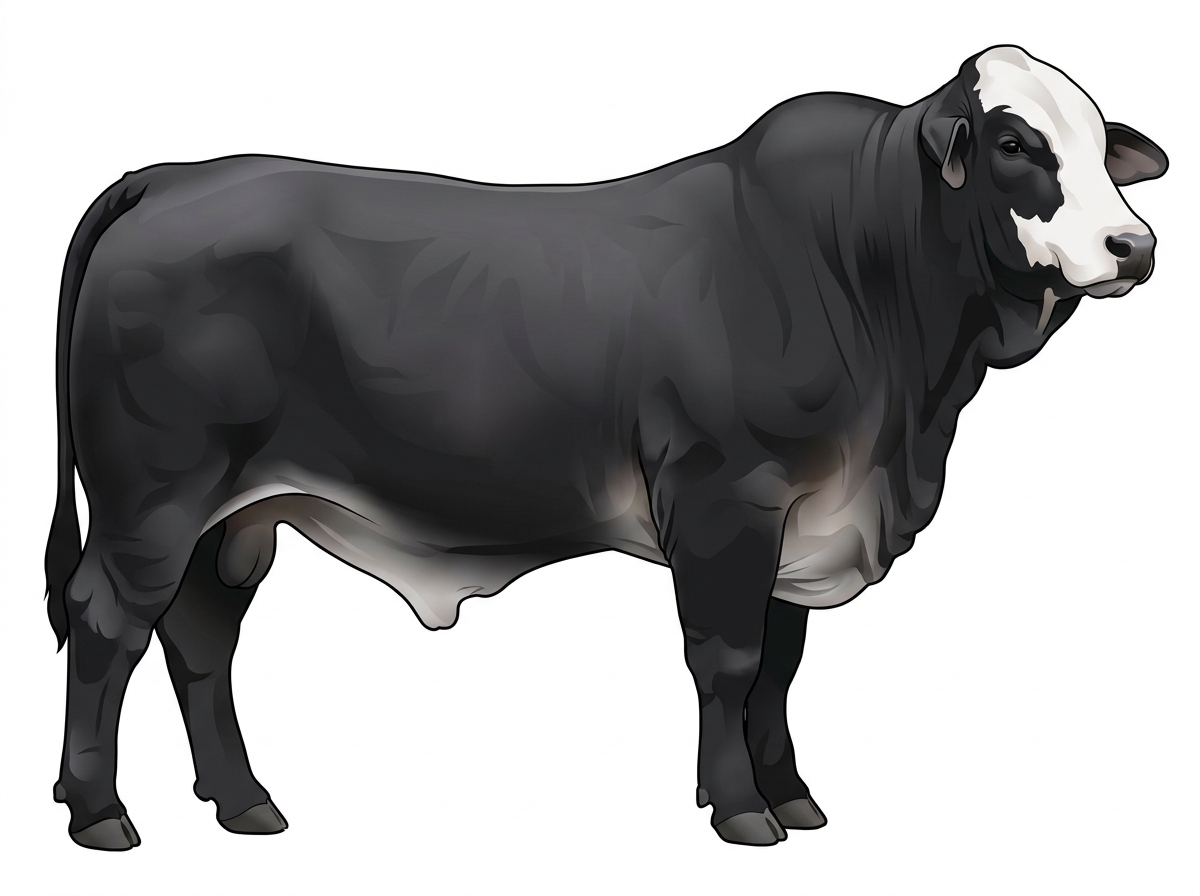 Black with a white face Brahman Cross Bull