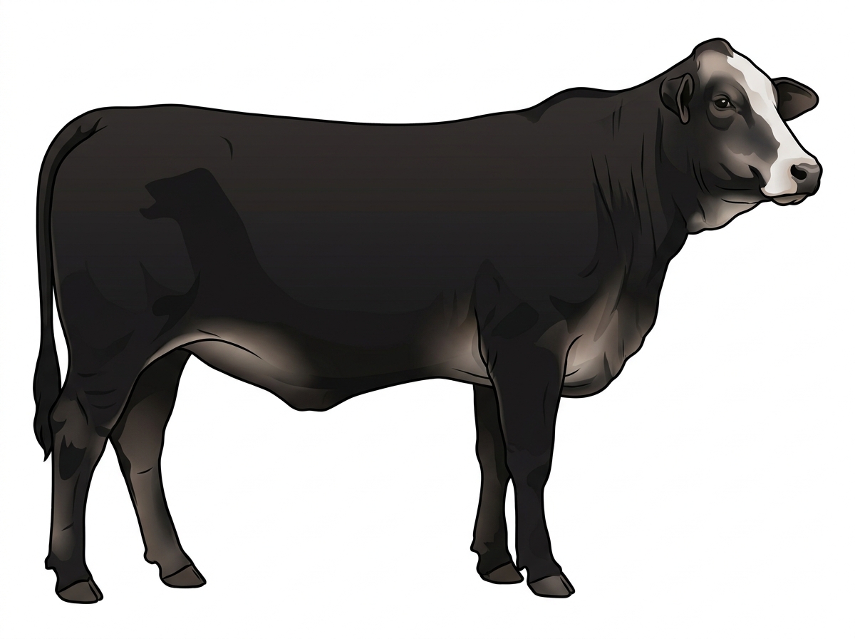 Black with a white face Brahman Cross Cow