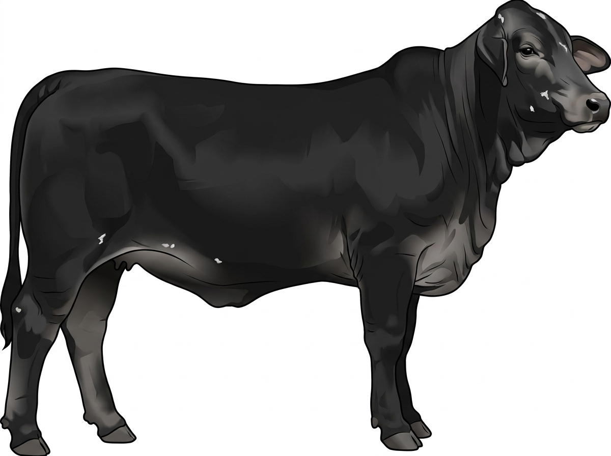 Black with minimal white face markings and a few white spots Brahman Cross Heifer