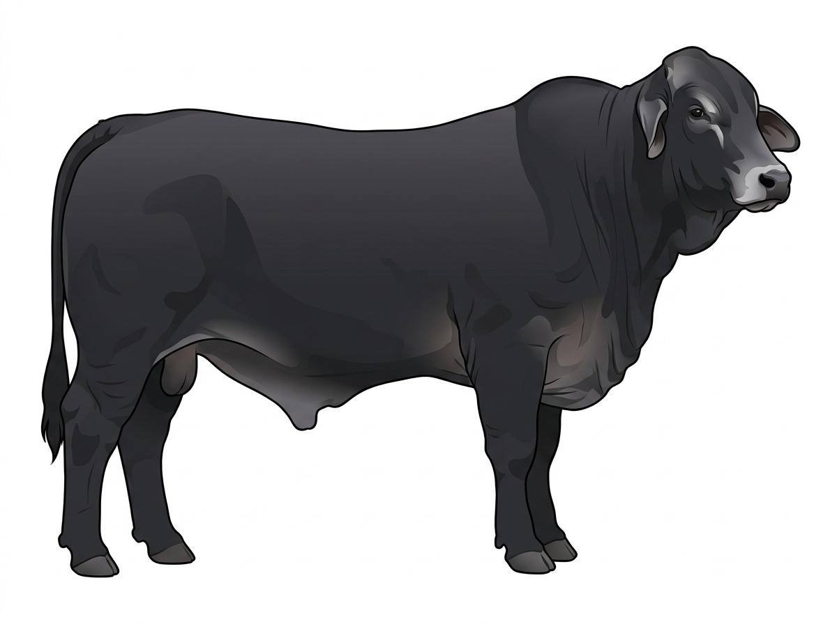 Black with minimal white face markings Brahman Cross Bull