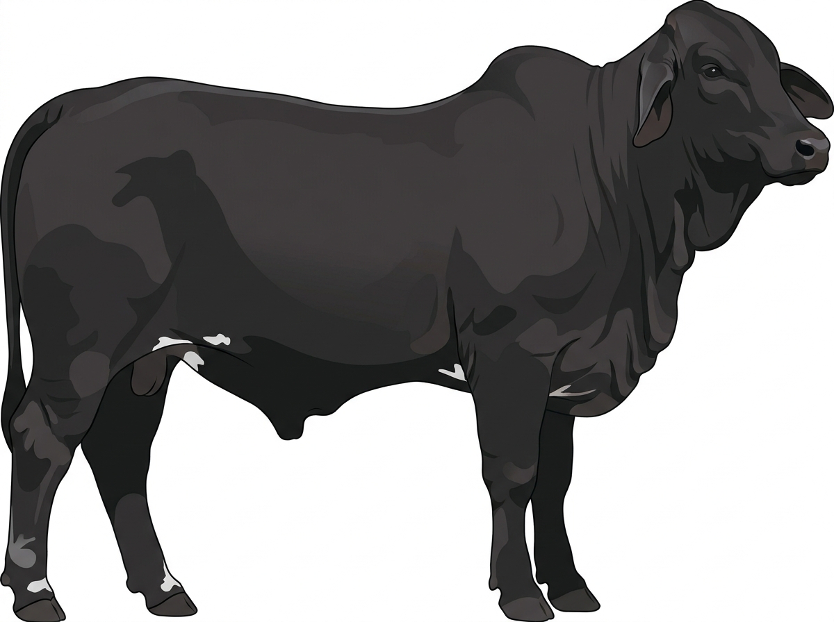 Black with minimal white markings Brahman Cross Bull