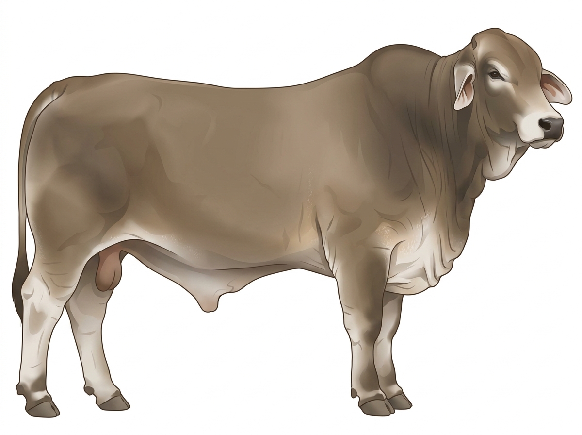 Dun with ticking in the white Brahman Cross Bull