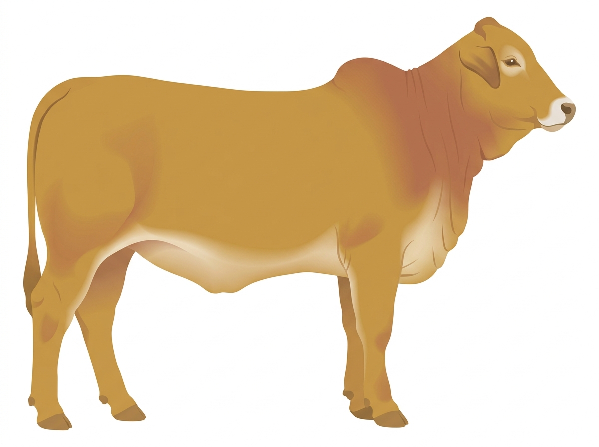 Gold with a pale muzzle ring and lighter underline Brahman Cross Heifer