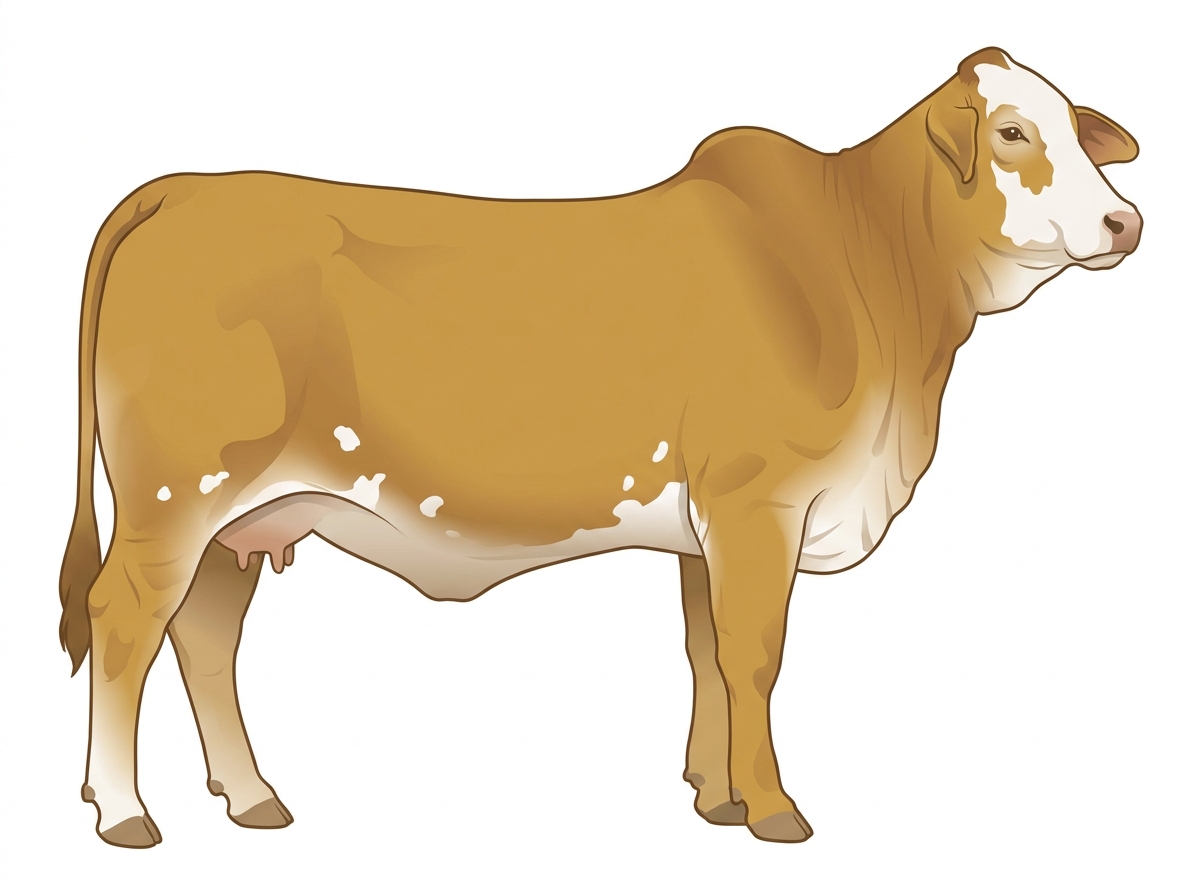 Gold with a white face and a few white spots Brahman Cross Cow