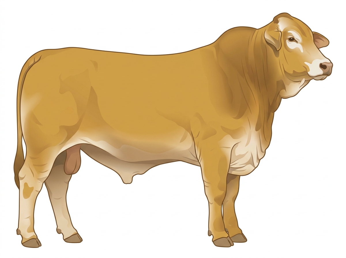 Gold with minimal white face markings Brahman Cross Bull