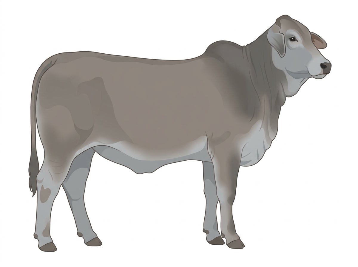 Gray with a pale muzzle ring and lighter underline Brahman Cross Heifer