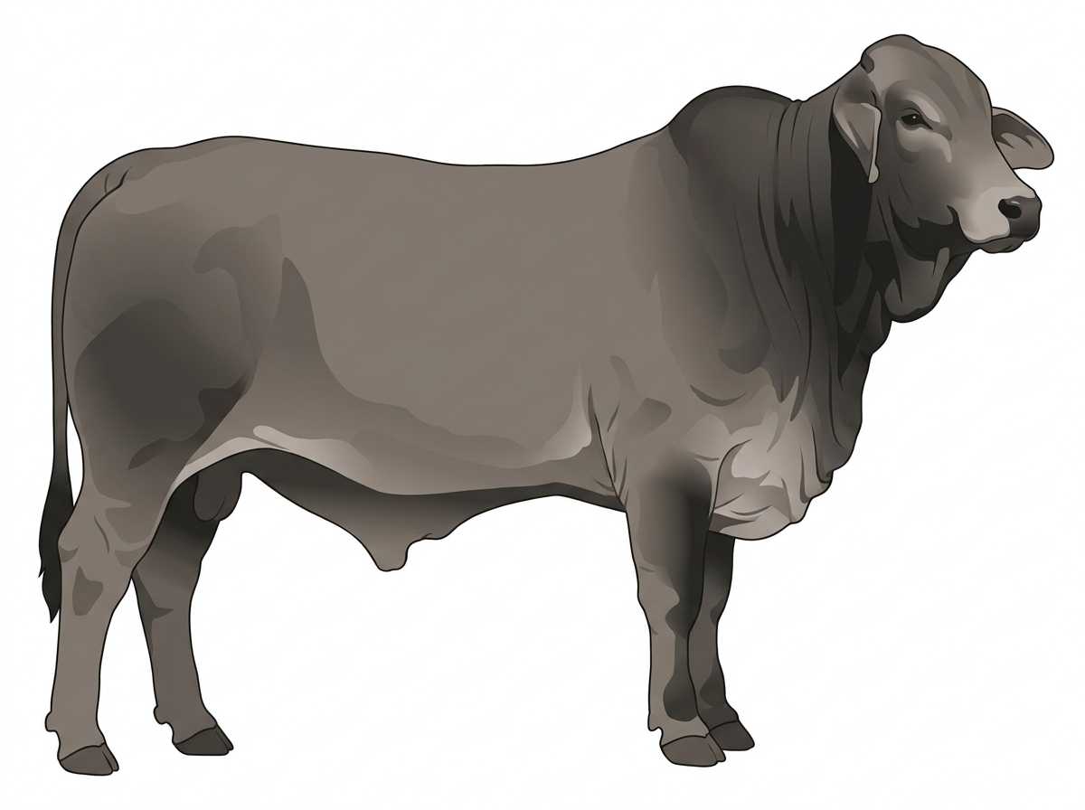 Gray with black points Brahman Cross Bull