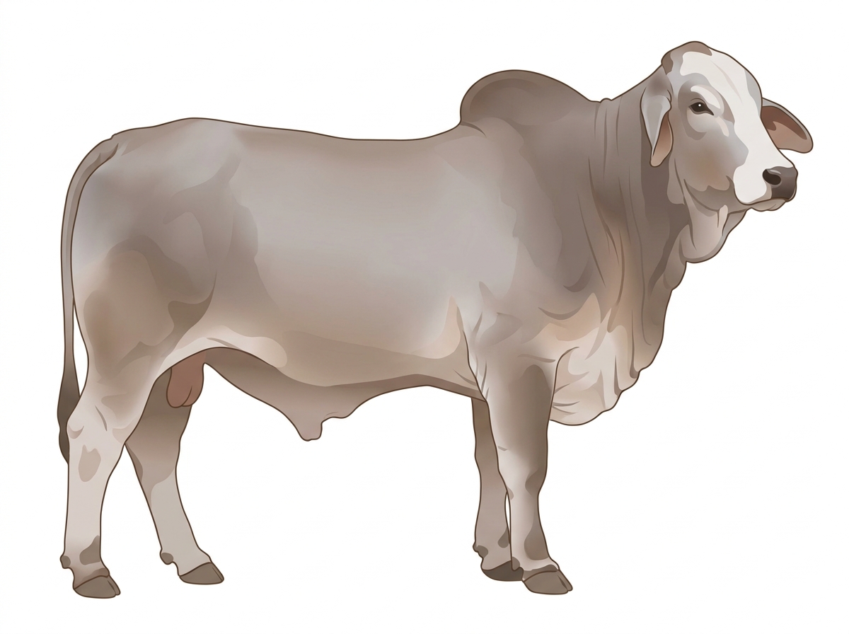 Light blue roan with a white face Brahman Cross Bull