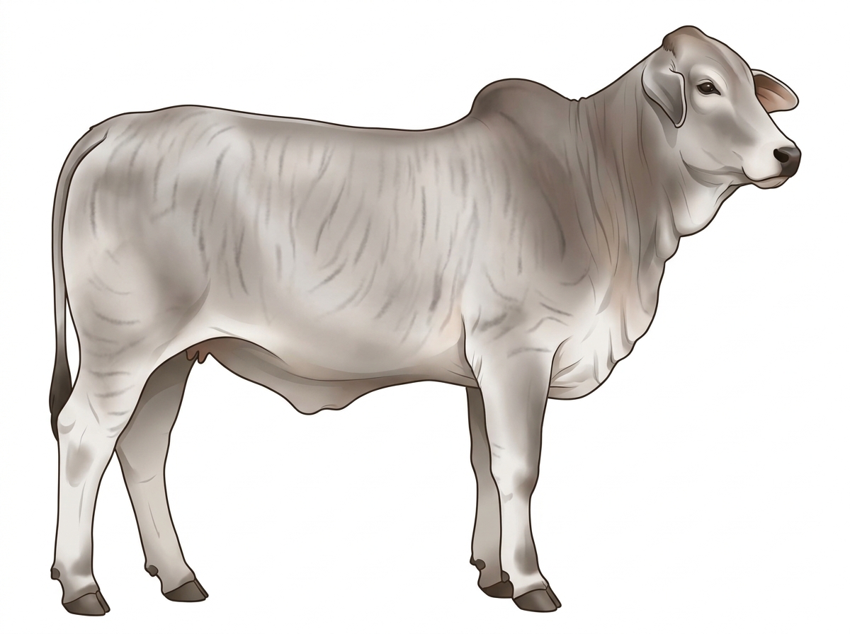 Light blue roan with faint black striping Brahman Cross Heifer