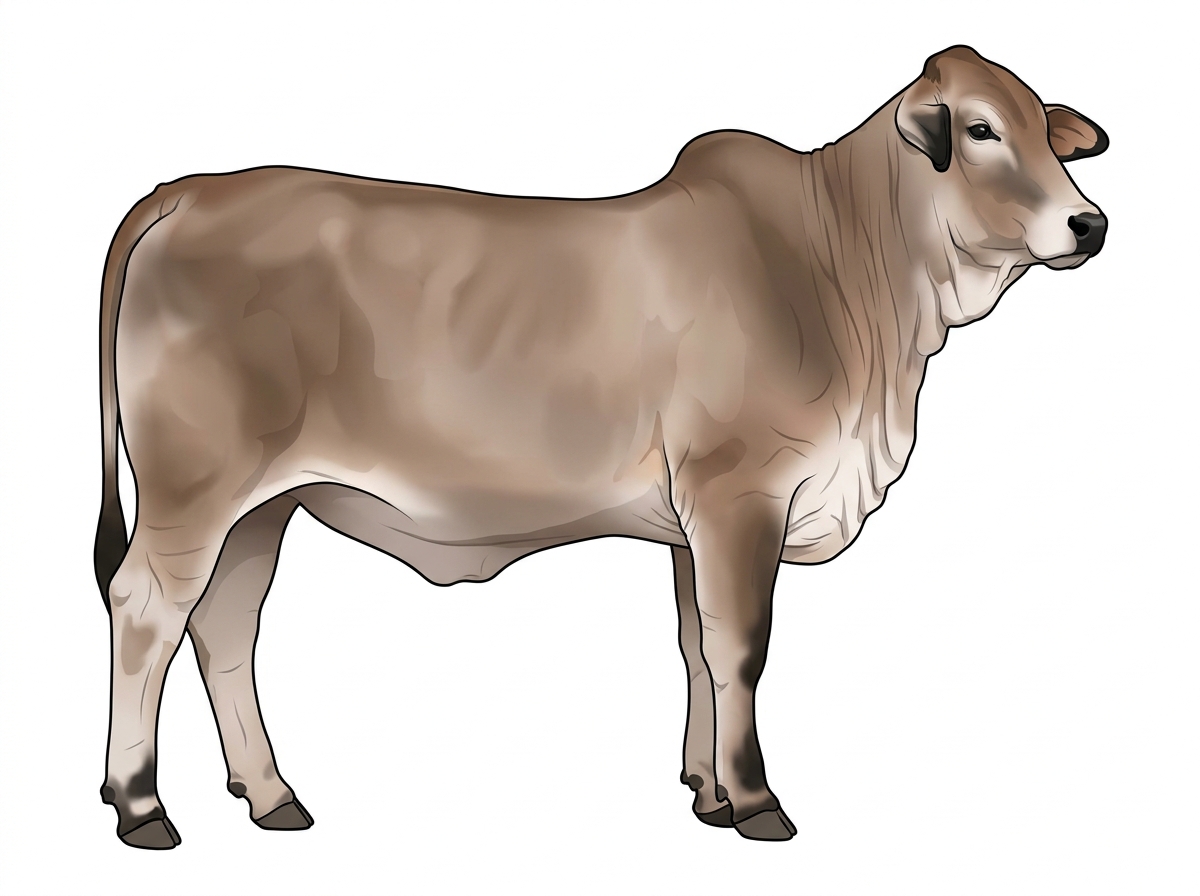 Light brown roan with black points Brahman Cross Heifer