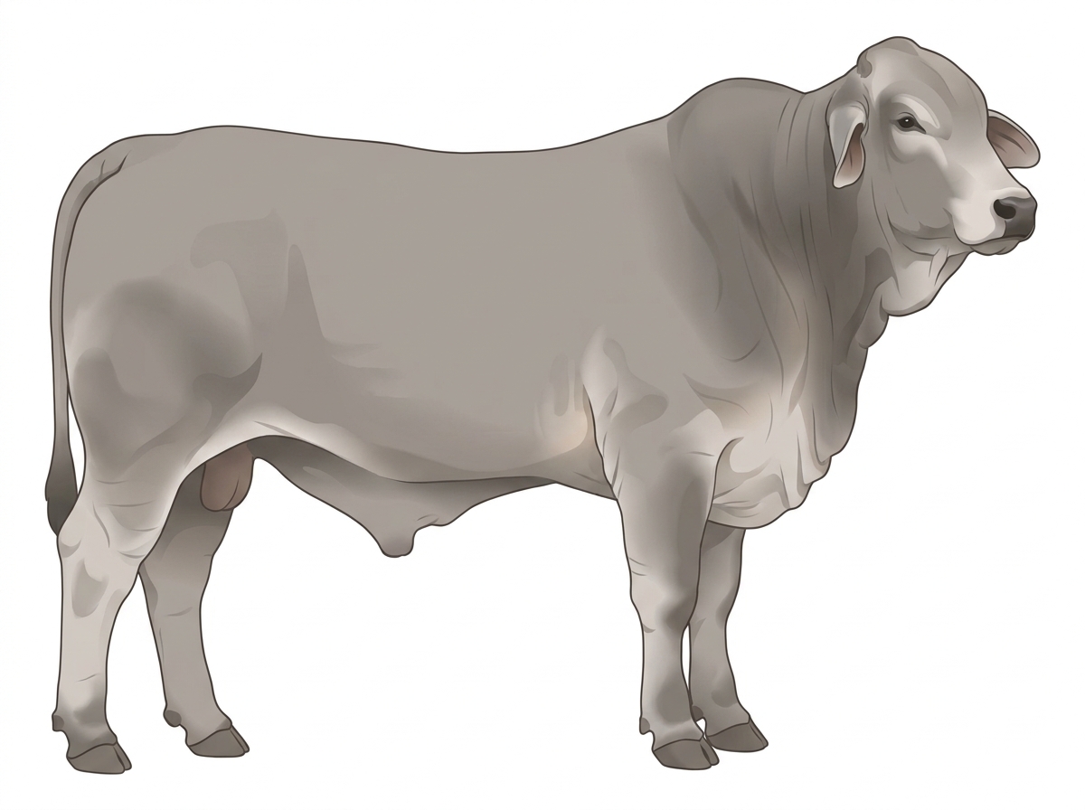 Light gray roan Brahman Cross Bull