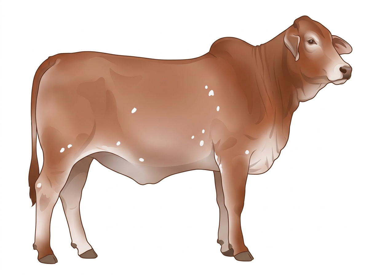 Light red roan with a few white spots Brahman Cross Heifer