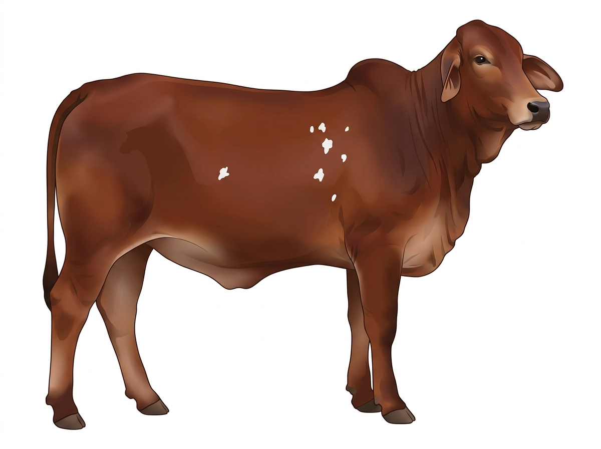 Red with a few white spots Brahman Cross Heifer