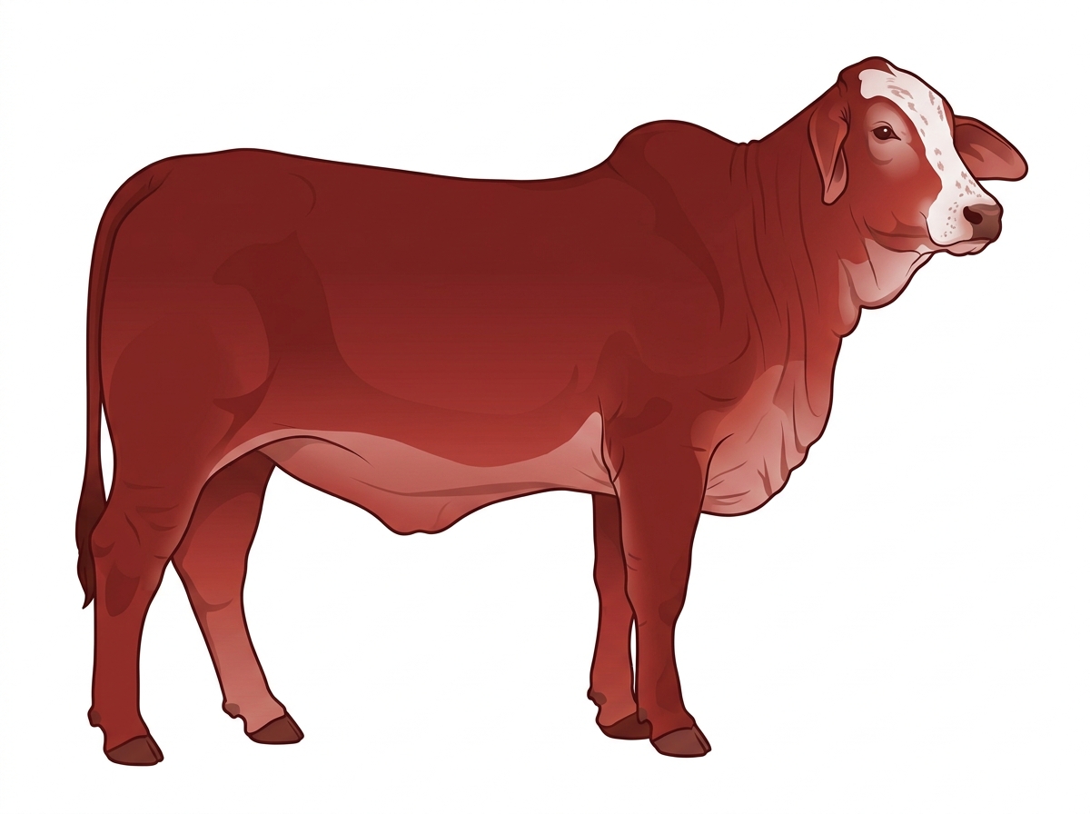 Red with a white face and ticking in the white Brahman Cross Heifer
