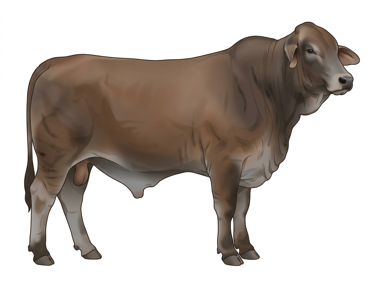 Smoky brindle with faint black striping Brahman Cross Bull