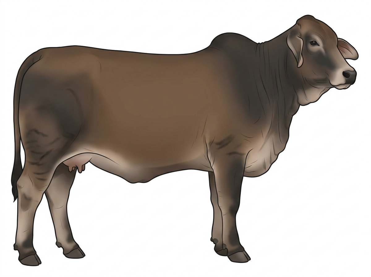 Smoky brindle with faint black striping Brahman Cross Cow