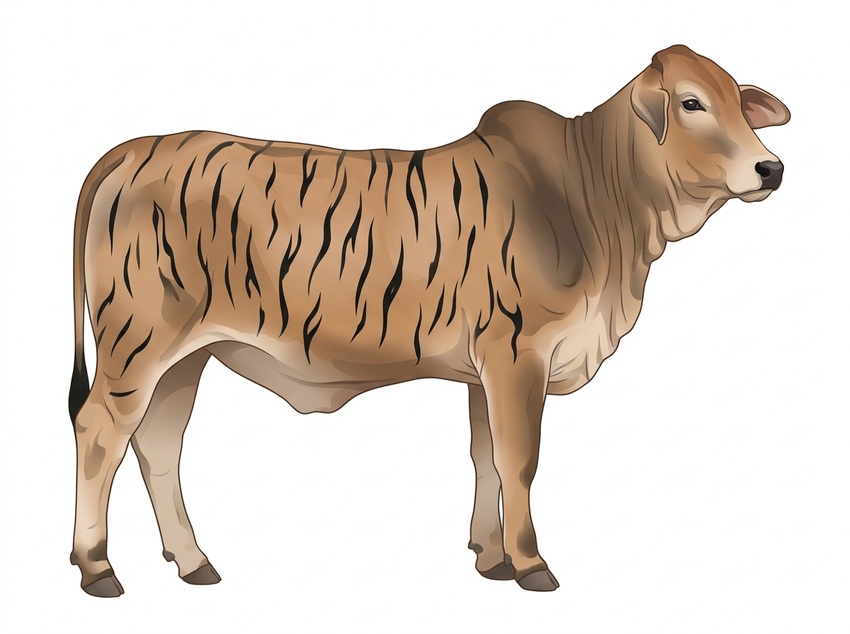 Tan brindle with black stripes Brahman Cross Heifer
