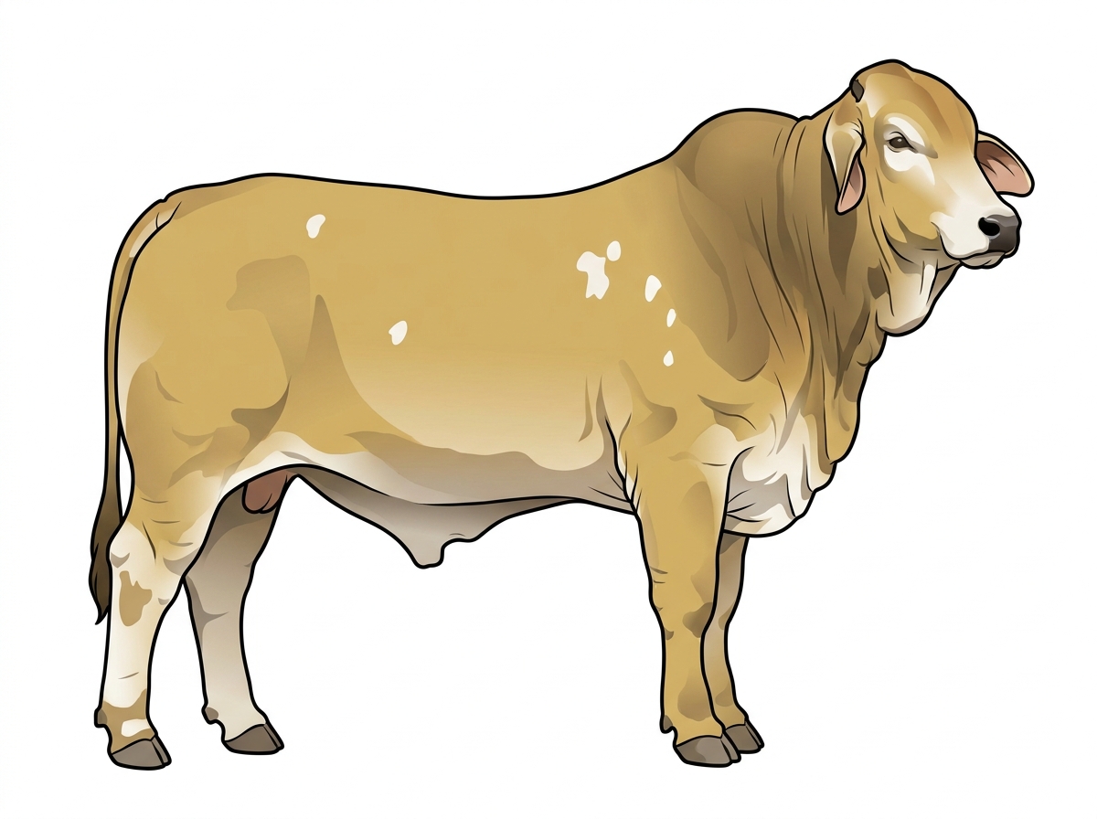 Yellow Dun with a few white spots Brahman Cross Bull