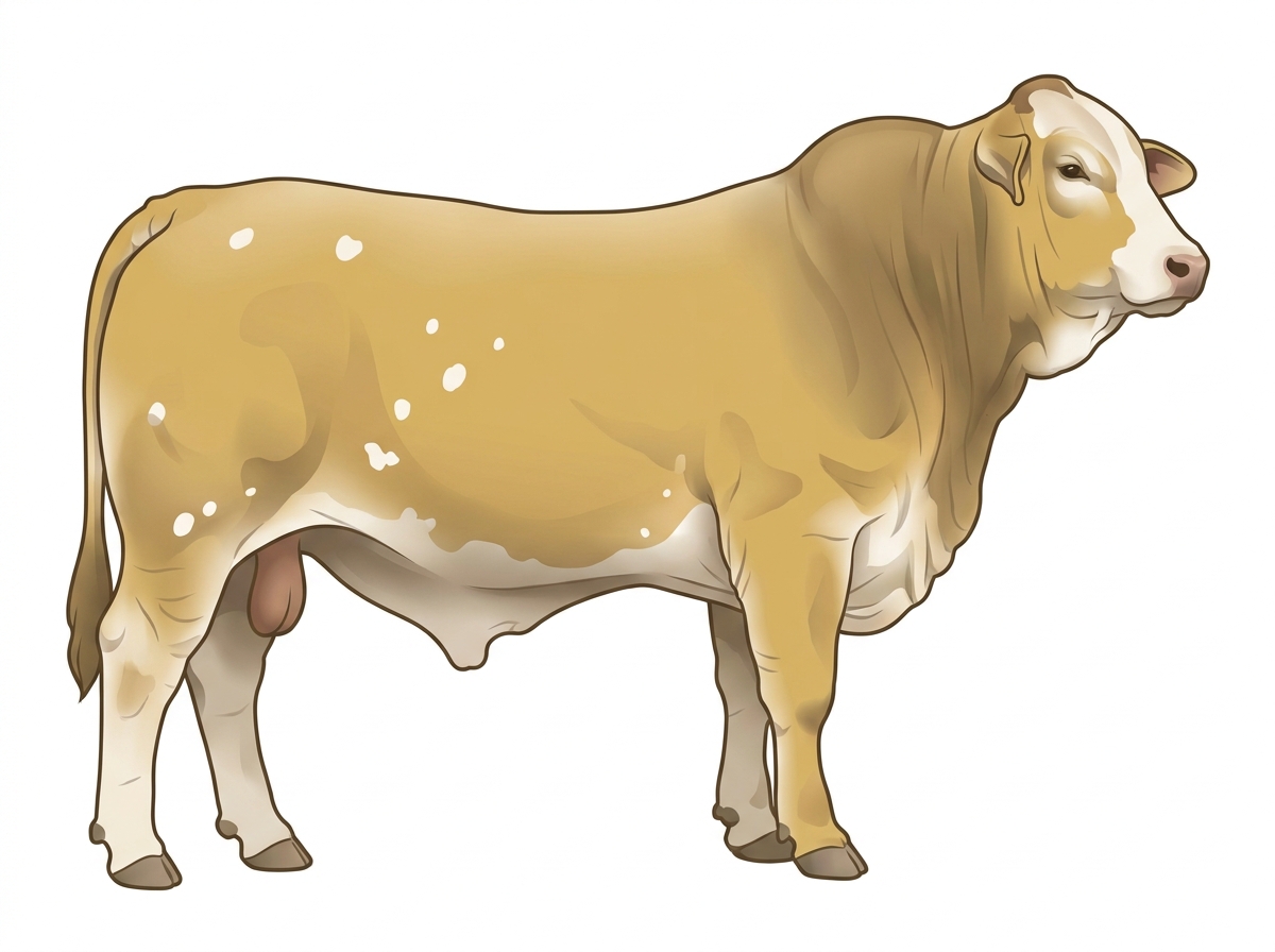Yellow Dun with a partial white face and white spots Brahman Cross Bull