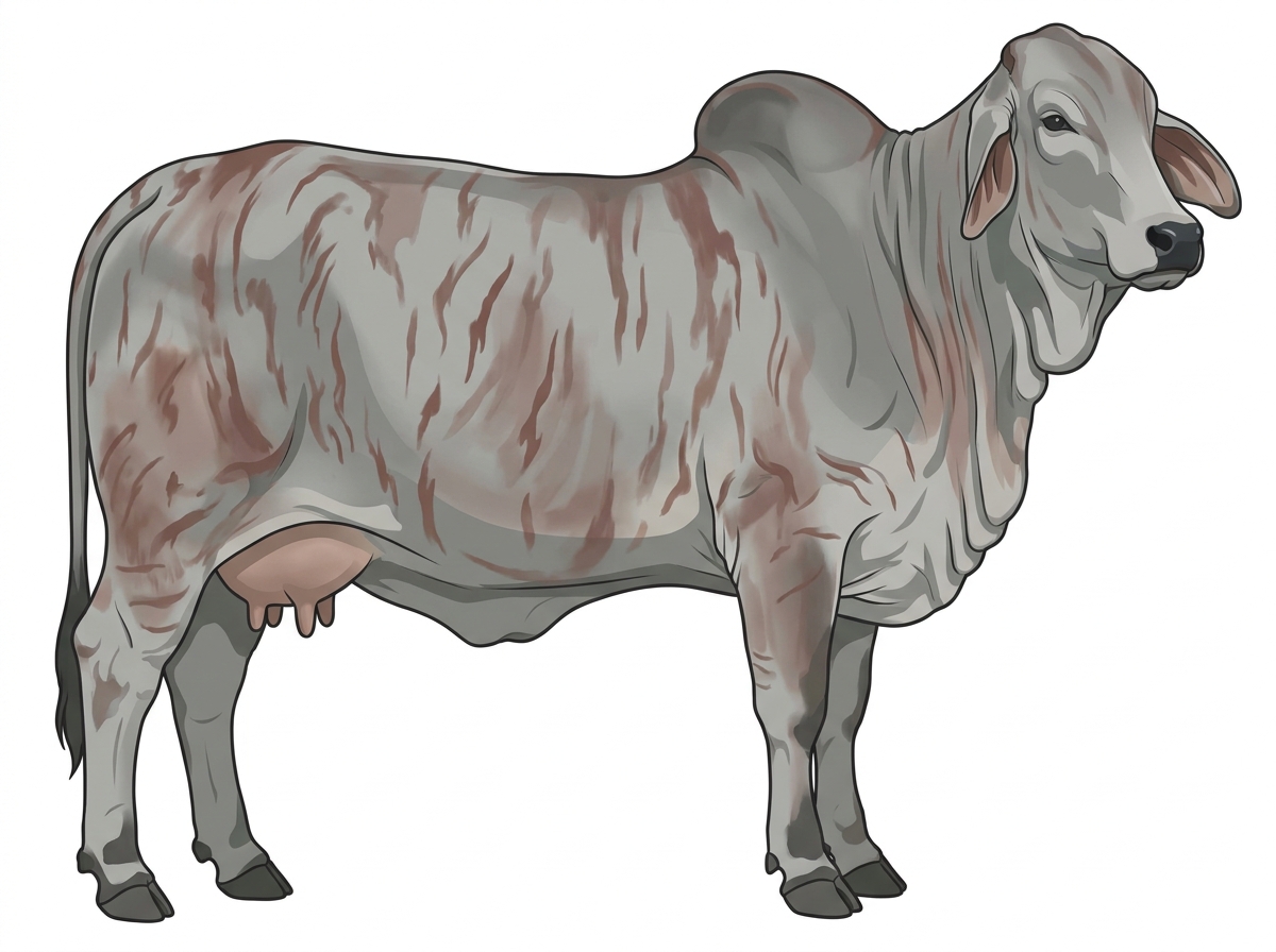 Gray brindle Brahman Cow