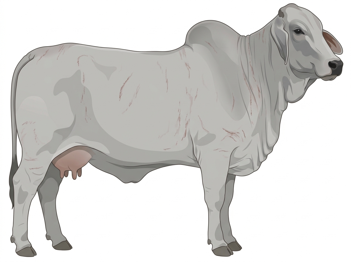 Gray faint brindle Brahman Cow