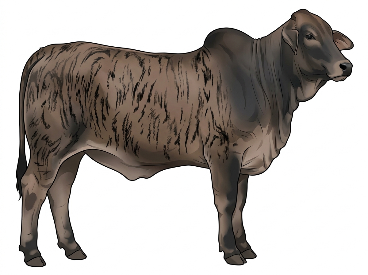 Smoky brindle with heavy black striping Brahman Heifer