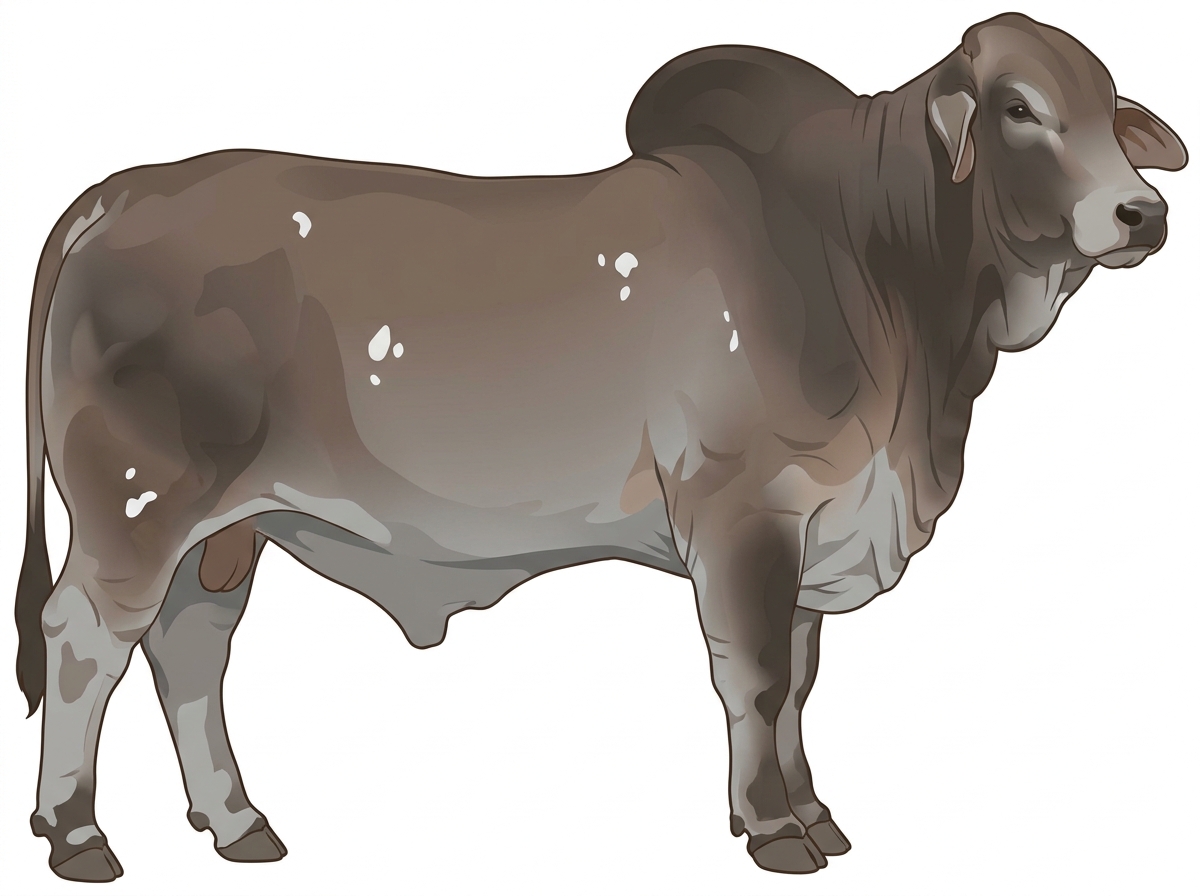 Smoky with a few white spots Brahman Bull