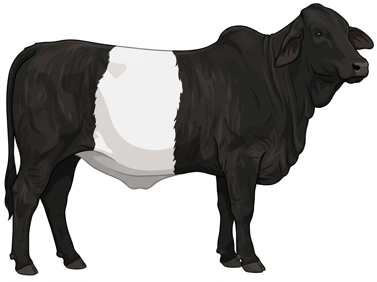 Black faint brindle with white belt Brahman x Belted Galloway Cross Heifer