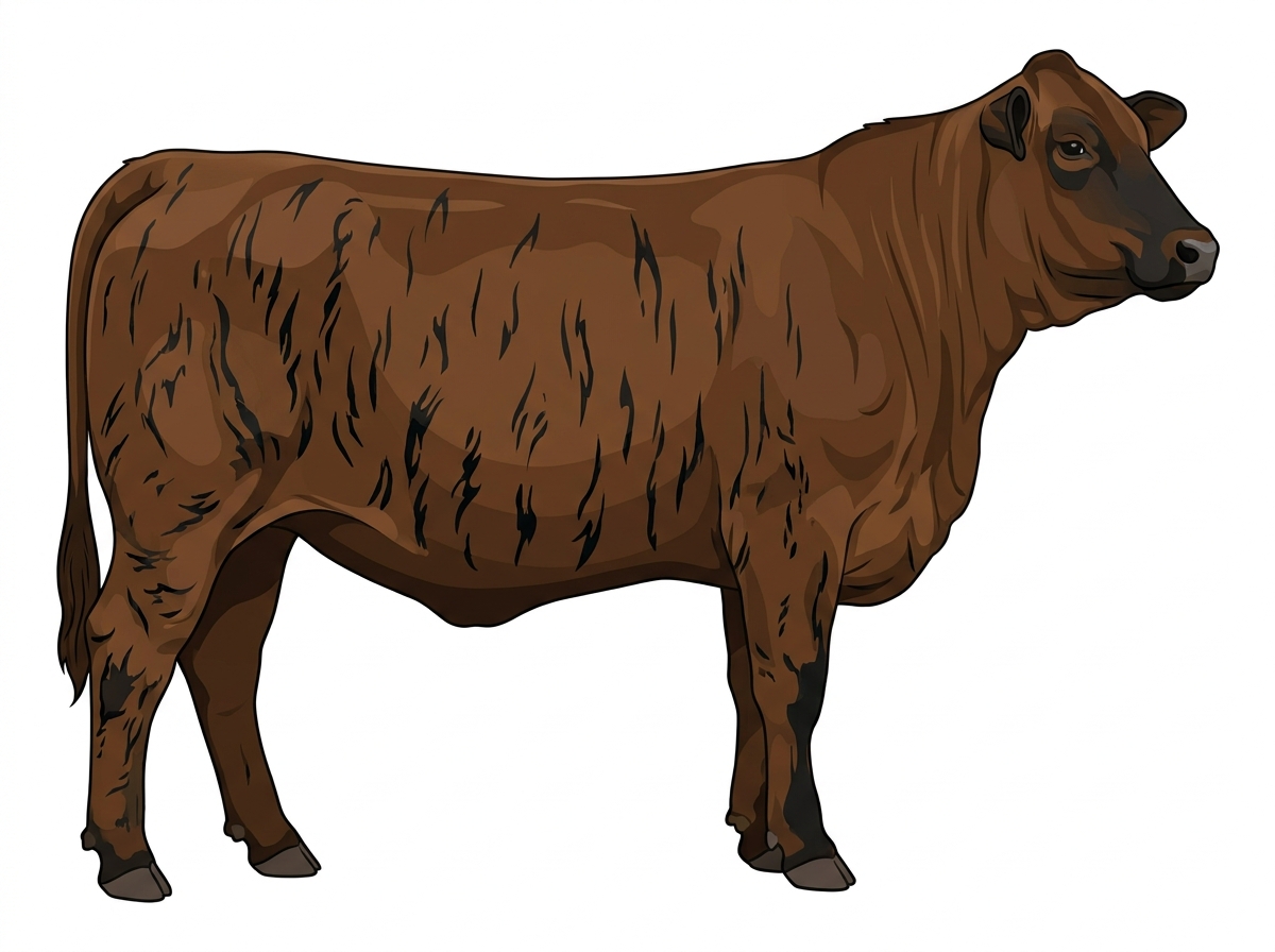 Brown brindle with black stripes and black points Brangus Heifer