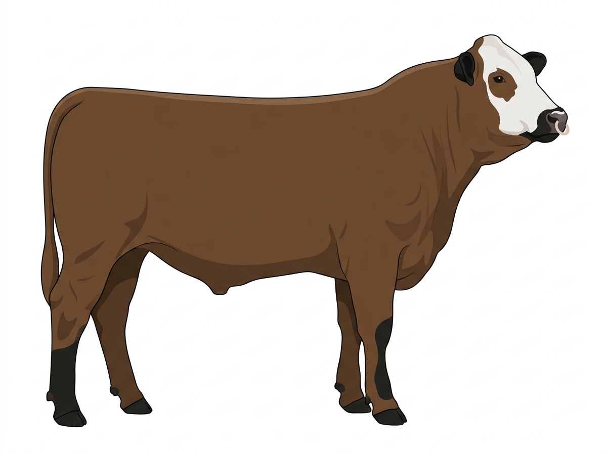 Brown with black points and a white face Braunvieh Cross Steer