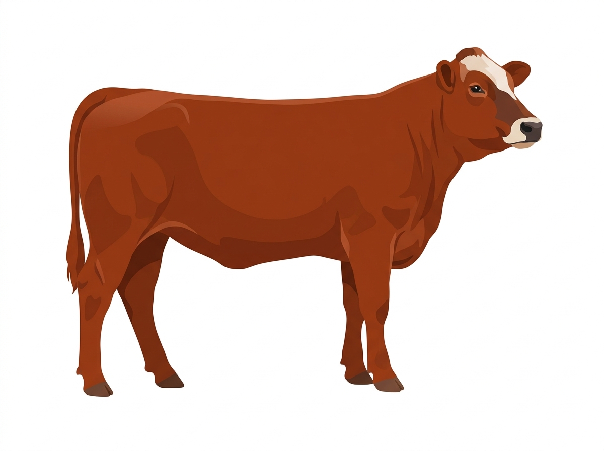 Red faint brindle with partial white face Braunvieh Cross Heifer