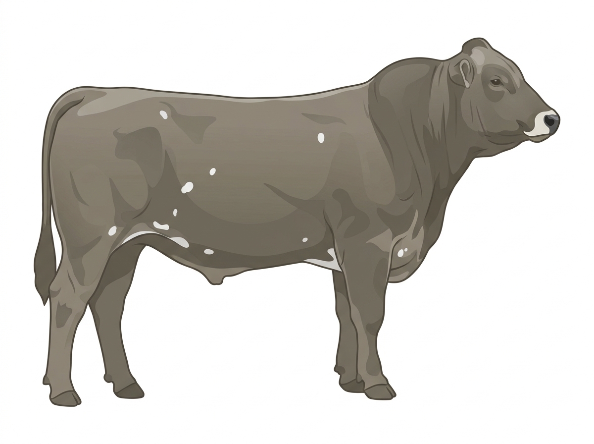 Smoky with a few white spots Braunvieh Cross Bull