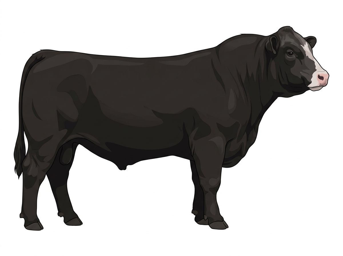 Black with minimal white face markings Charolais Cross Bull