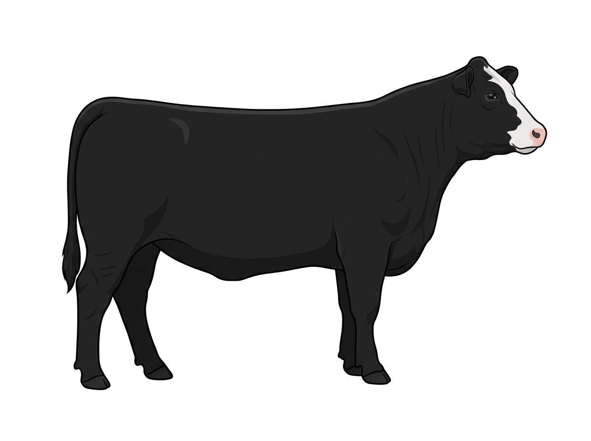 Black with minimal white face markings Charolais Cross Cow