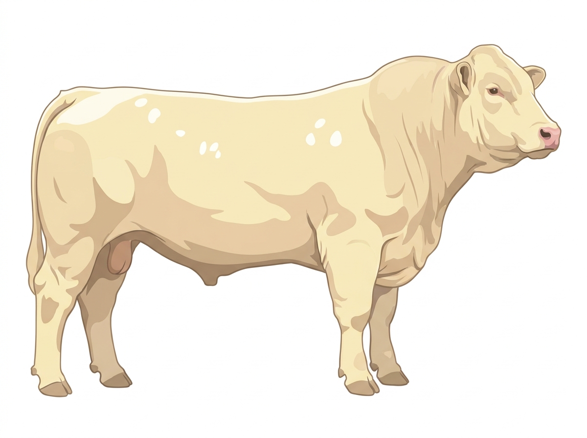 Cream with a few white spots Charolais Cross Bull