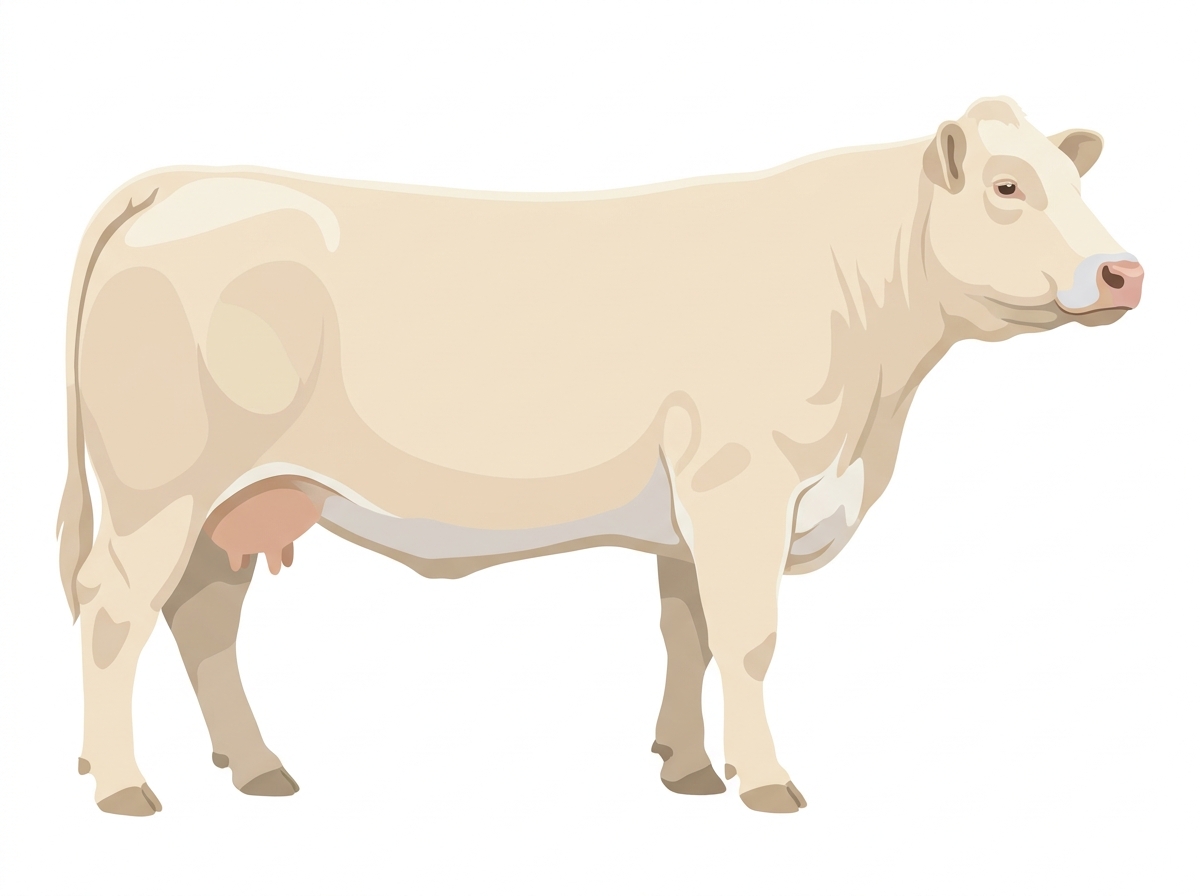 Cream with a pale muzzle ring and lighter underline Charolais Cross Cow