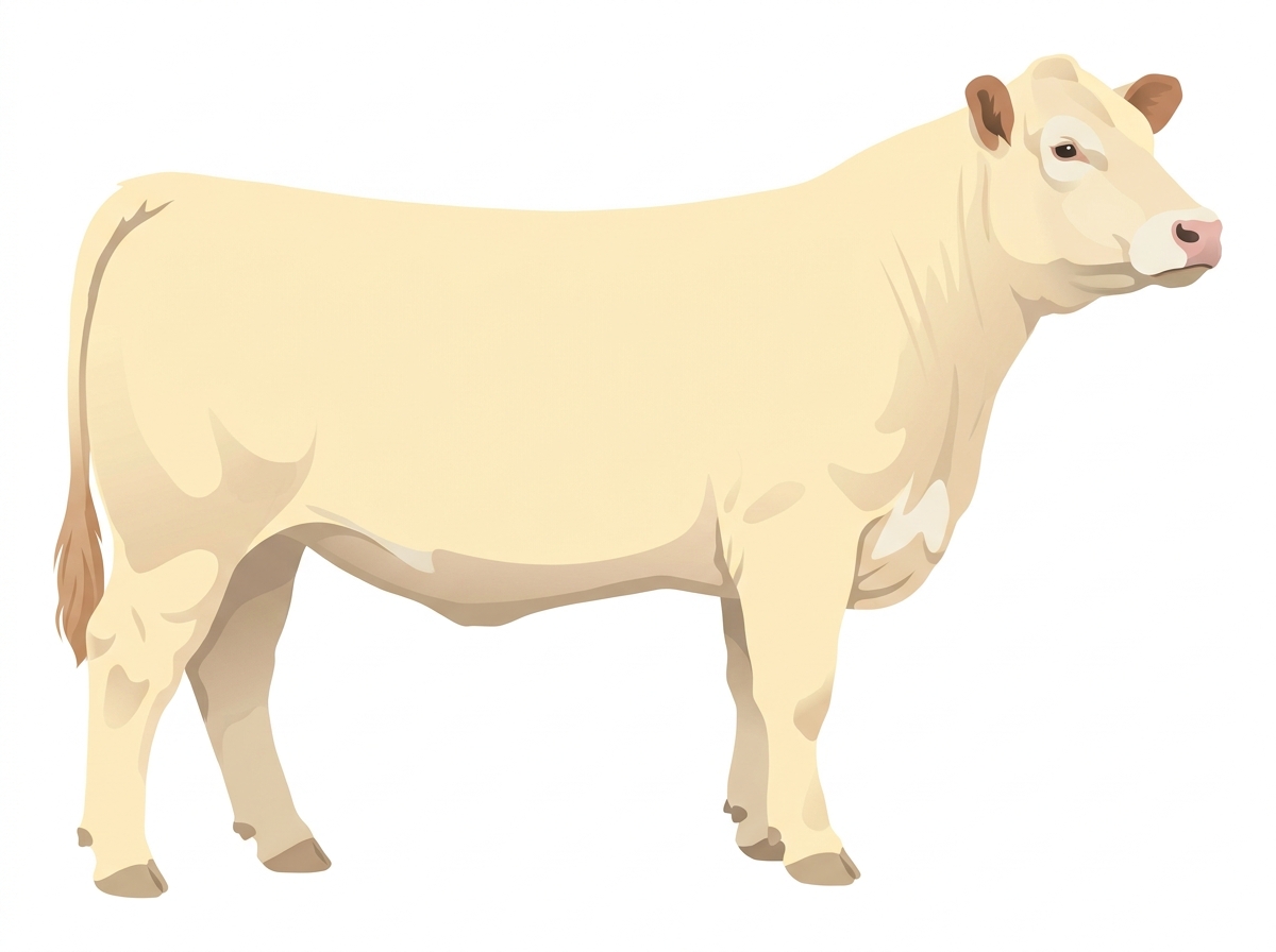 Cream with a pale muzzle ring and lighter underline Charolais Cross Heifer