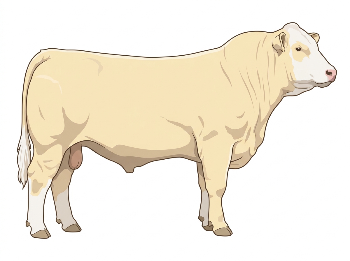 Cream with a partial white face Charolais Cross Bull