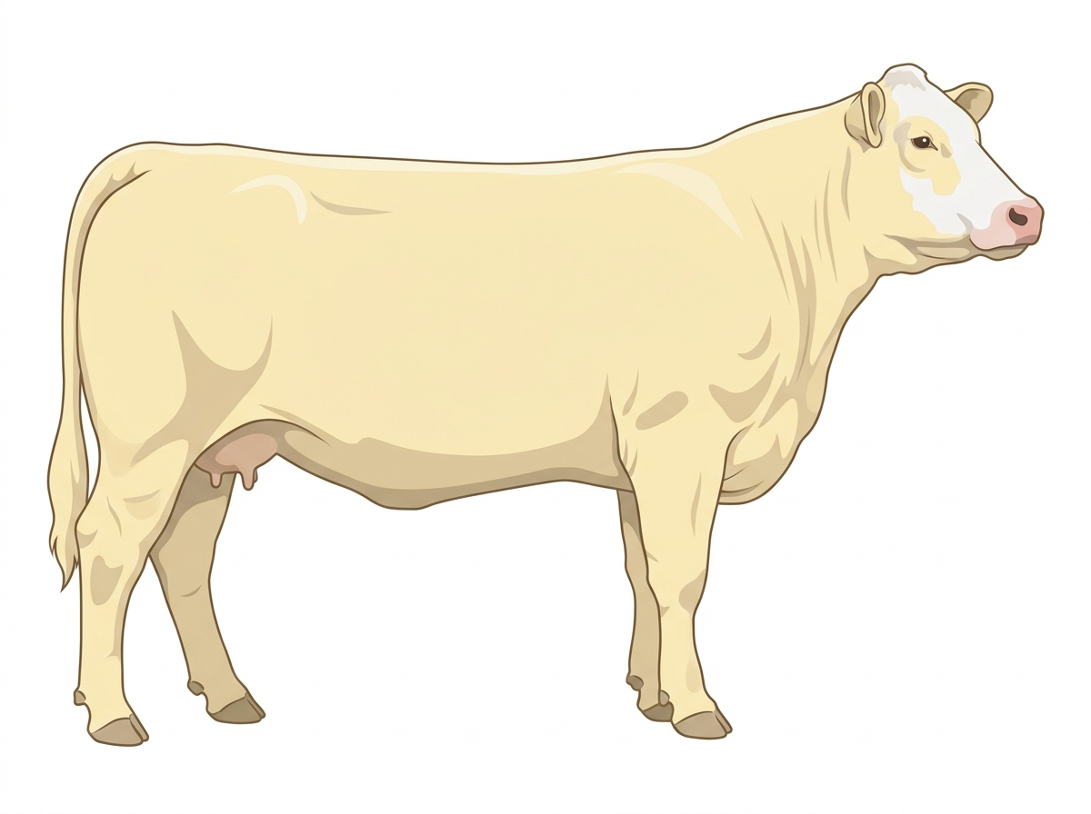 Cream with a partial white face Charolais Cross Cow