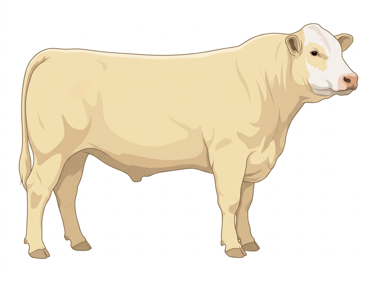 Cream with a partial white face Charolais Cross Steer
