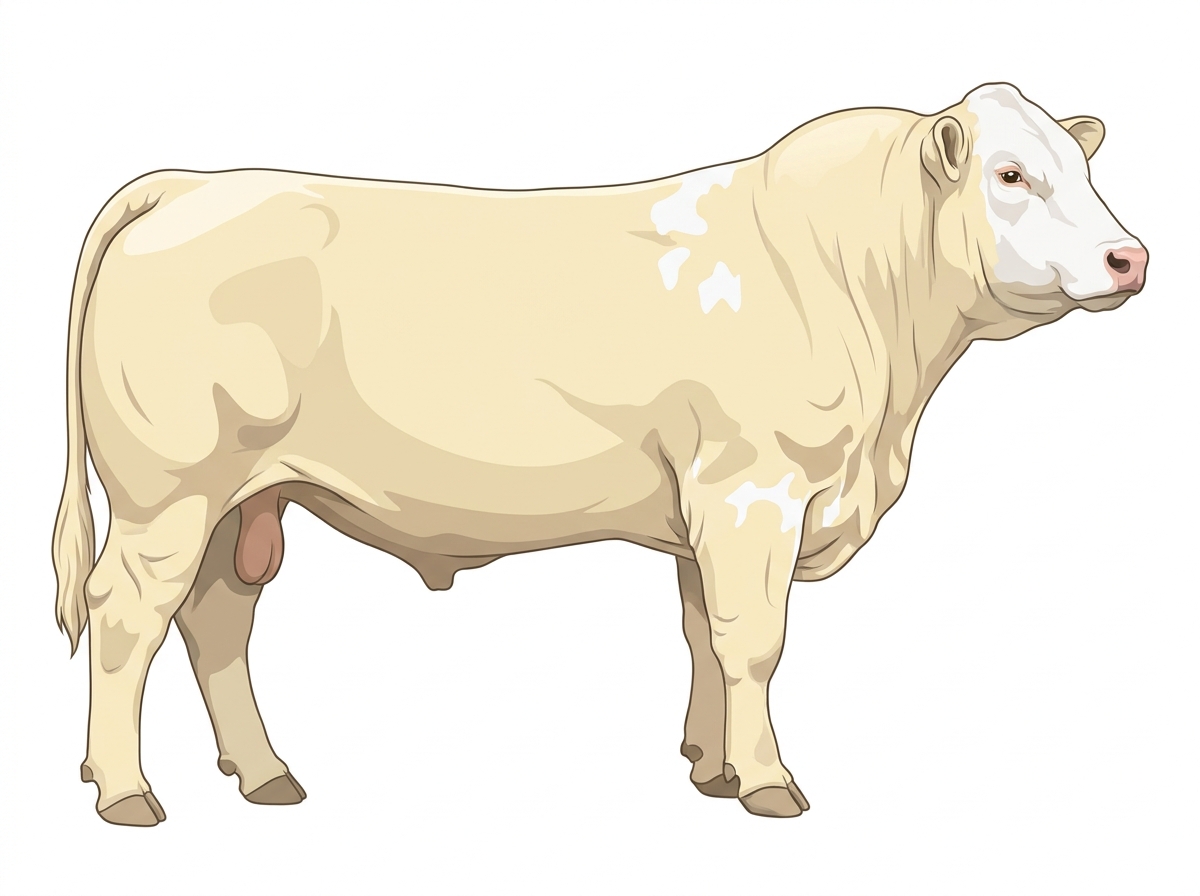 Cream with a white face and a few white spots Charolais Cross Bull