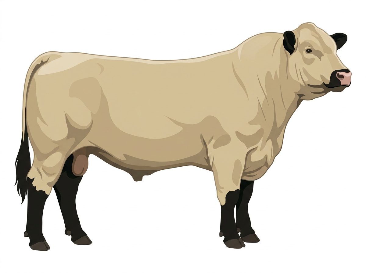 Cream with black points Charolais Cross Bull