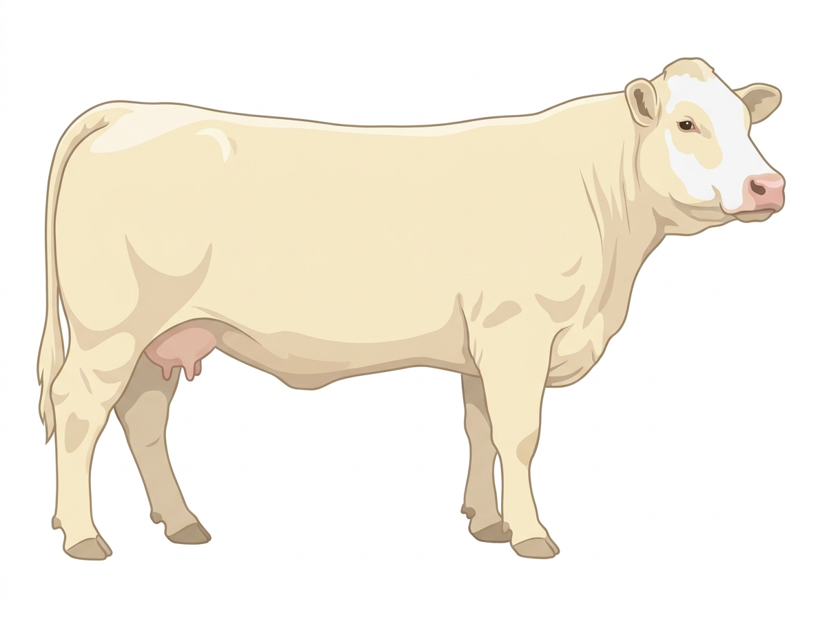Cream with partial white face Charolais Cross Cow
