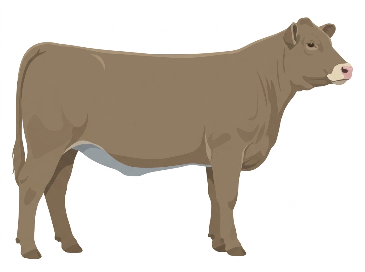 Dun with a pale muzzle ring and lighter underline Charolais Cross Heifer