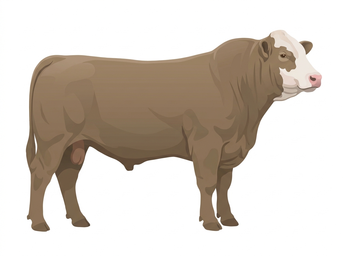 Dun with a partial white face Charolais Cross Bull