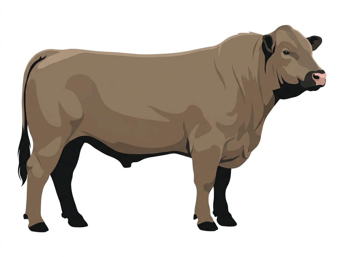 Dun with black points Charolais Cross Bull