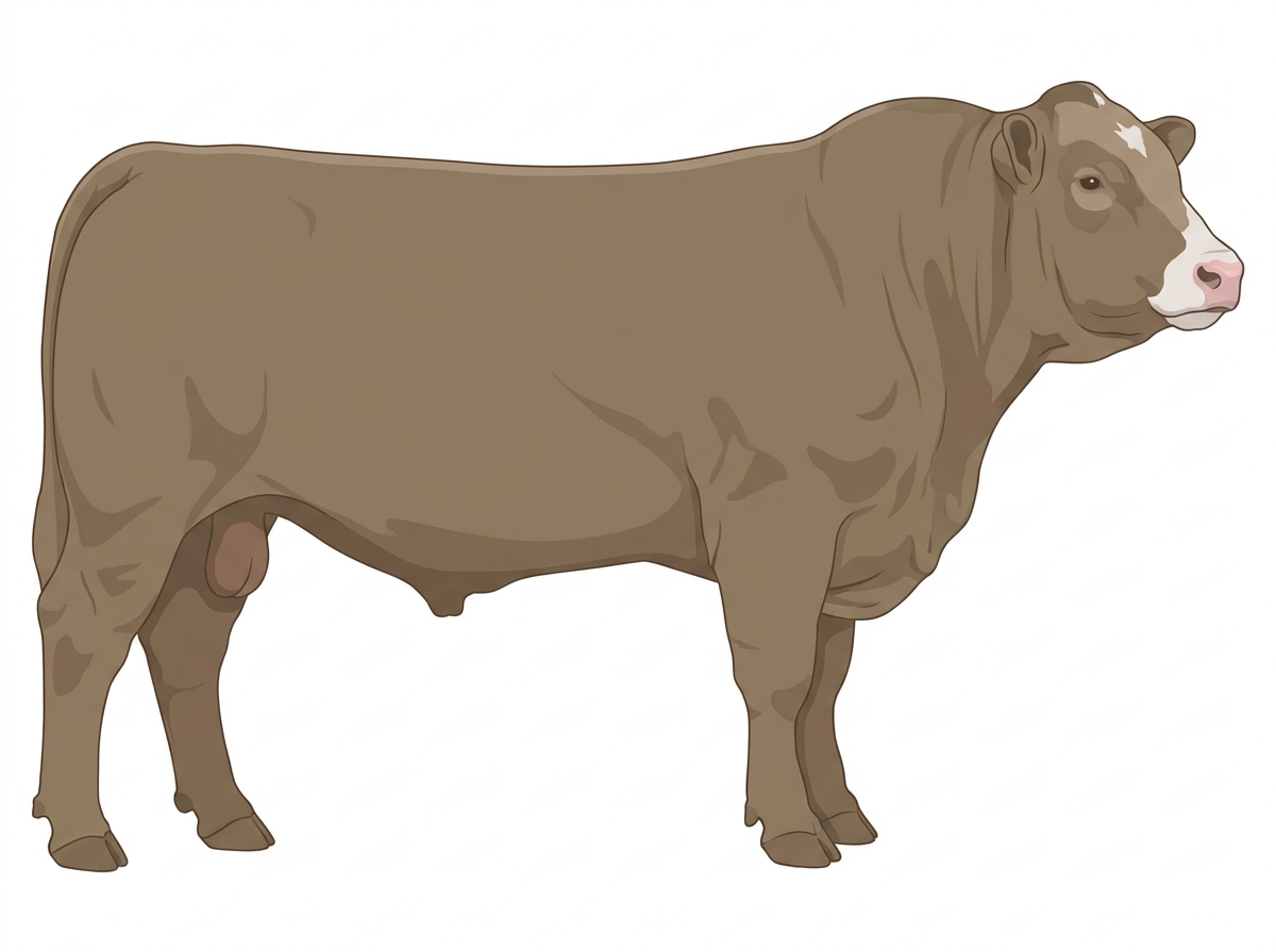 Dun with minimal white face markings Charolais Cross Bull