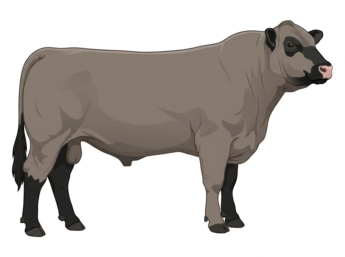 Gray with black points Charolais Cross Bull